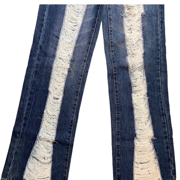 (23821) NWT Almost Famous 90's Fit Wide Leg Jeans Women's Size 1 Distressed - Picture 6 of 7